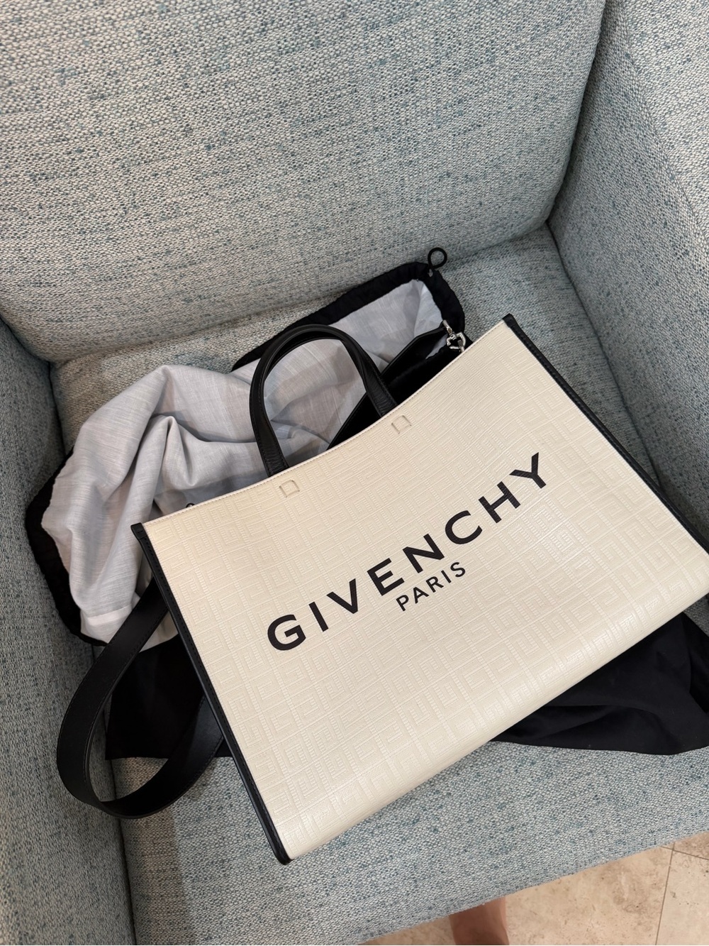 Givenchy Black & White Logo Messenger Tote